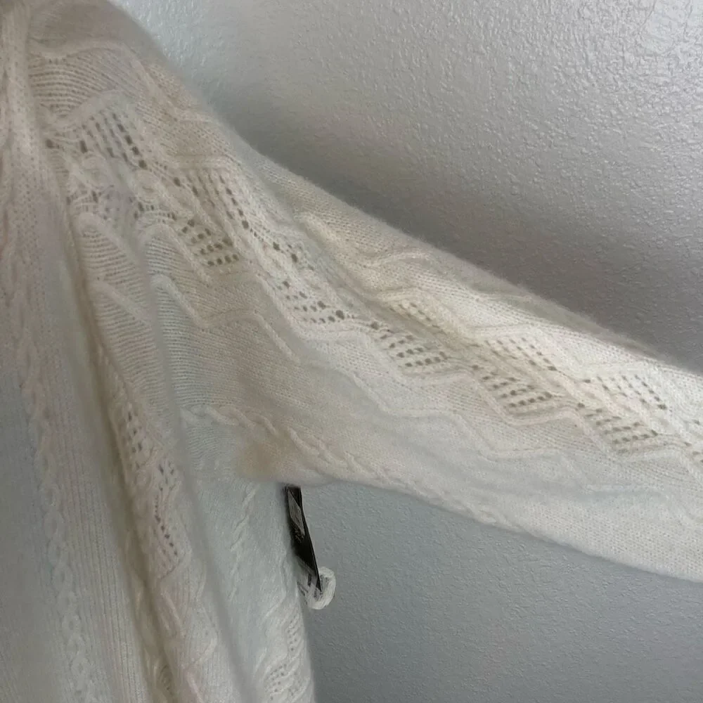Jones New York Signature women’s 1X angora blend cream knit cardigan sweater NEW